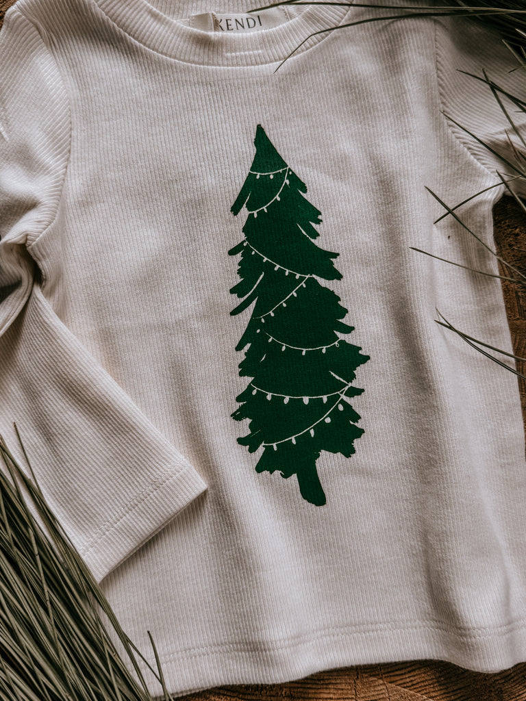 Holiday Tree   | Cream  Ribbed Top