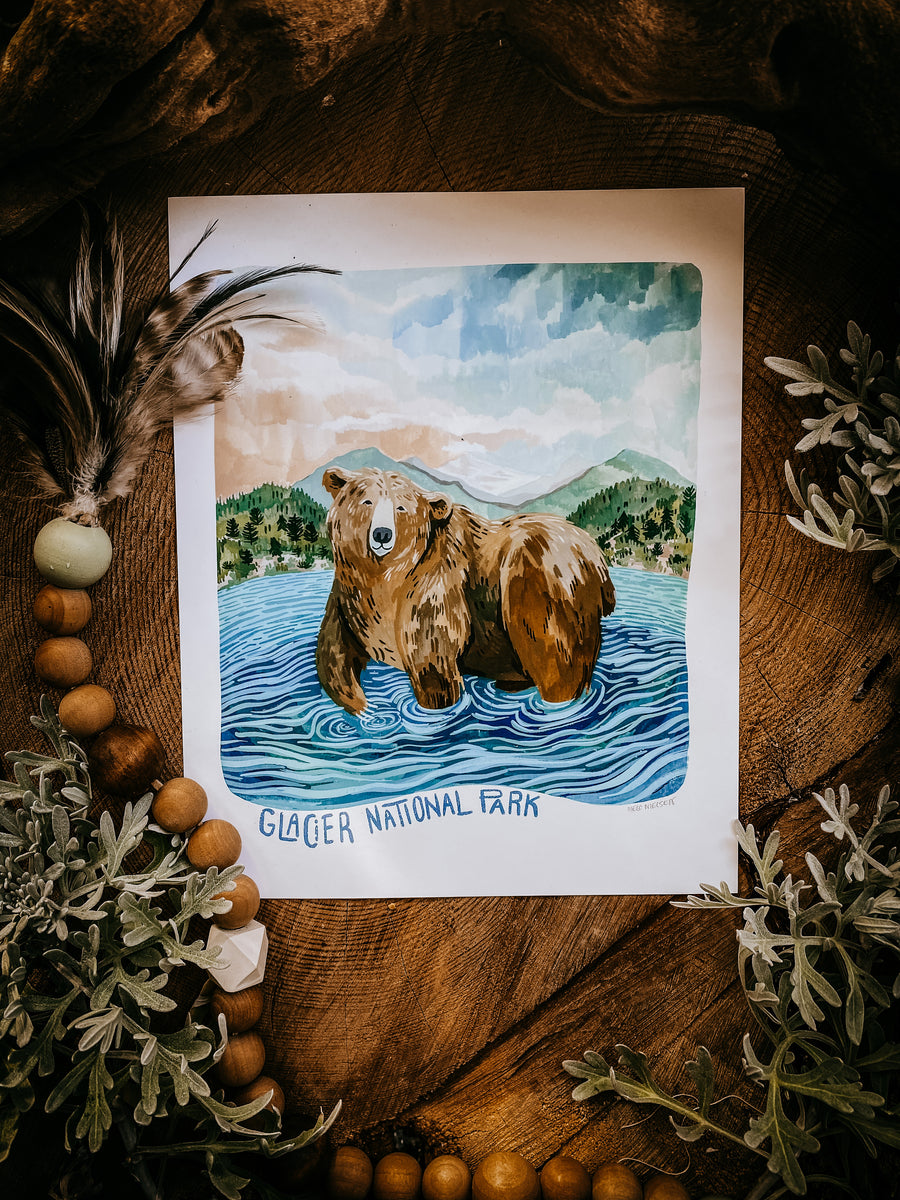 Glacier Grizzly Print